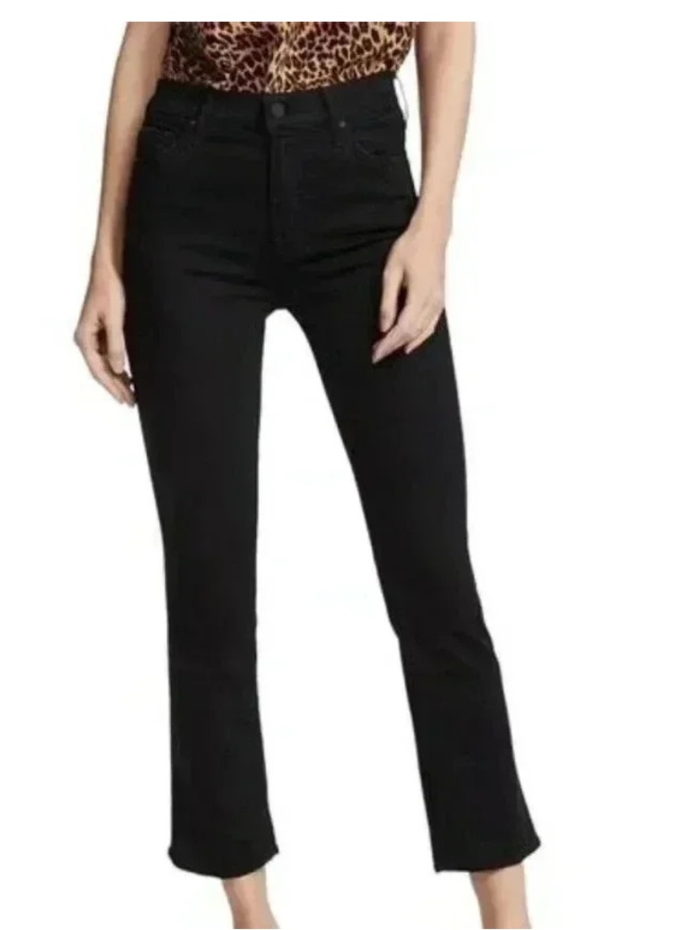 MOTHER The Insider Crop High-Rise Jeans in Black in Size 23